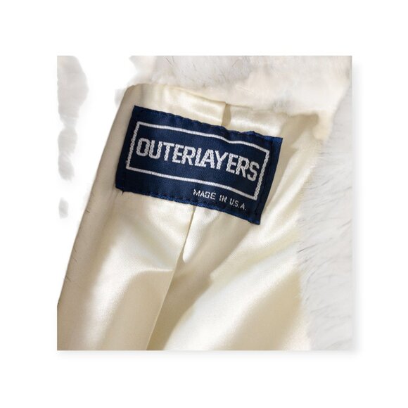 Vintage Cream Faux Fur Coat By Outerlayers SZ L Old Money Winter Coat Glamorous - Picture 9 of 11